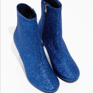 & Other Stories Blue Shimmer Sparkle Sock Boots